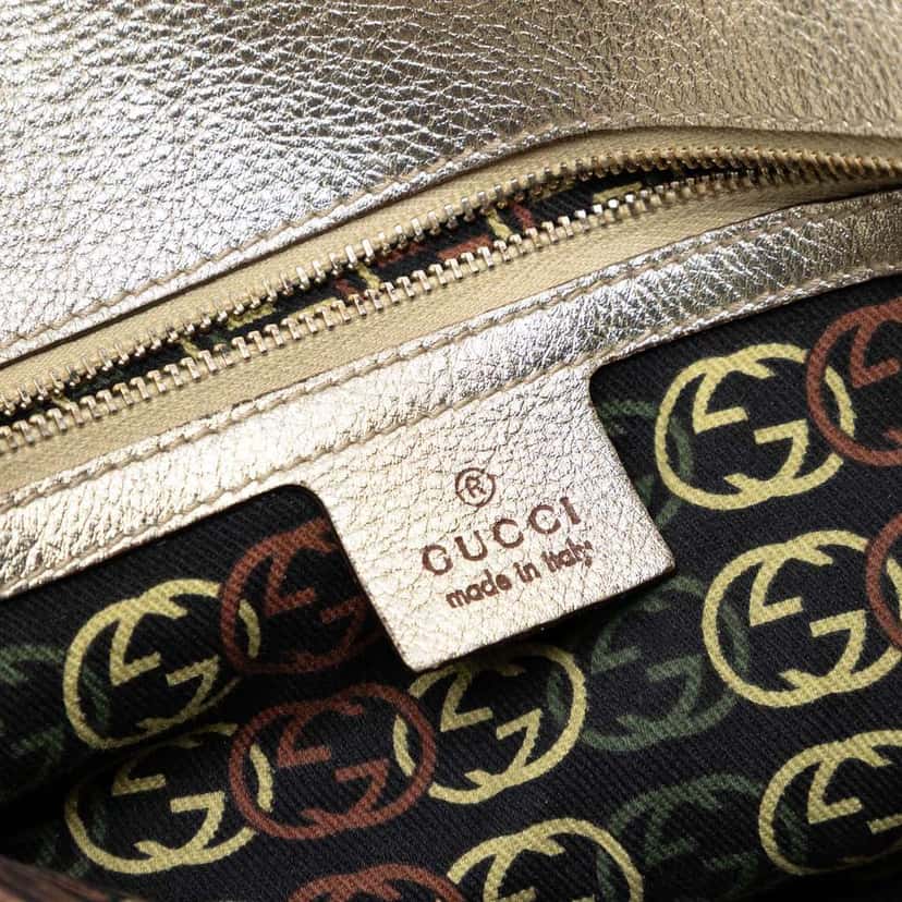 Gucci Medium Metallic Calfskin Britt Tassel Flap Shoulder Bag Gold Leather Very good condition - Box View
