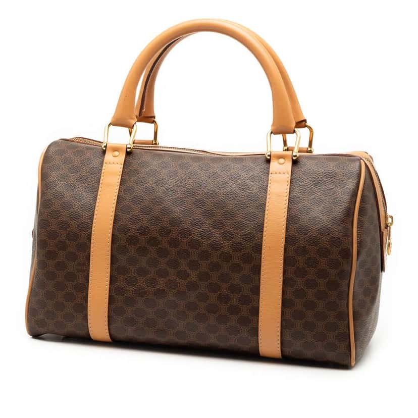 Celine Macadam Coated Canvas Boston Bag Brown Canvas Very good condition - Back View