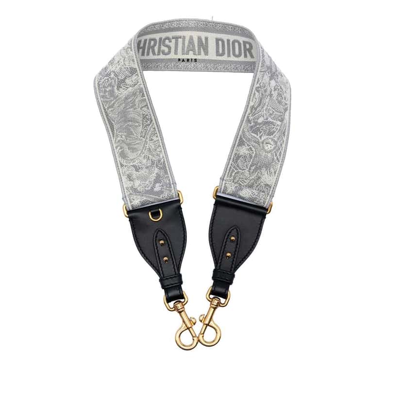 Dior Canvas Embroidered Toile de Jouy Strap Grey Canvas Very good condition - Front View