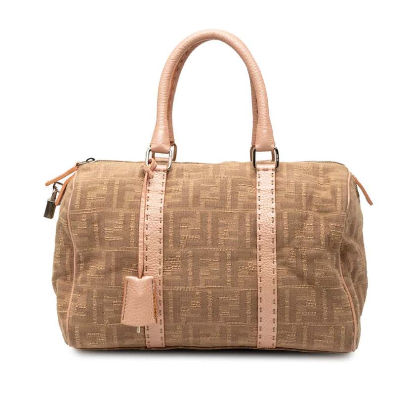 Fendi Zucca Canvas Selleria Boston Bag Brown Canvas Very good condition - Front View