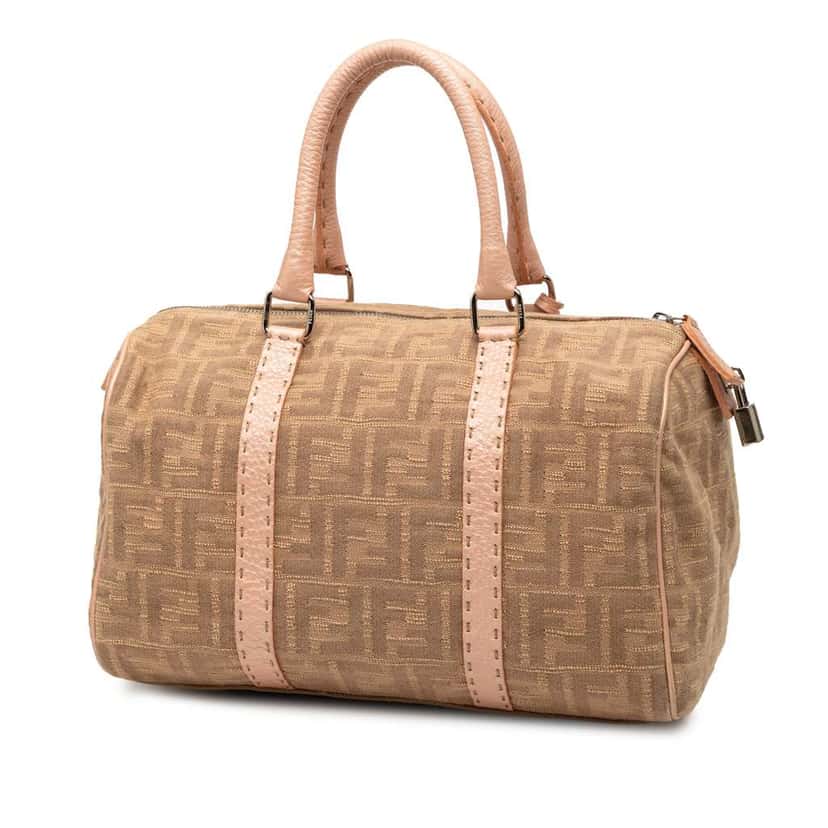 Fendi Zucca Canvas Selleria Boston Bag Brown Canvas Very good condition - Back View