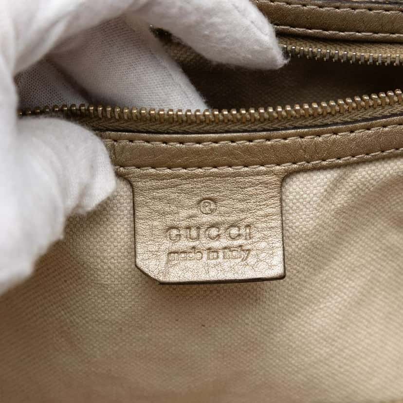 Gucci Metallic Grained Leather Bella Tote Gold Leather Very good condition - Box View