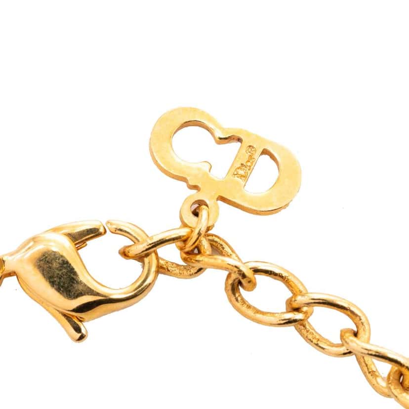 Dior Gold Plated Logo Cube Charm Bracelet Gold Metal Very good condition - Model View