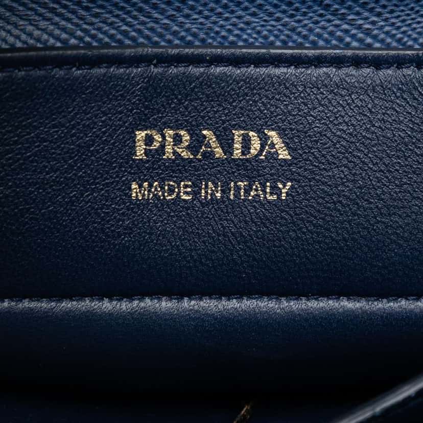 Prada Large Canapa and Saffiano Double Satchel Beige Canvas Very good condition - Box View