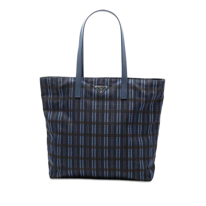 Prada Tessuto Stampato Tote Blue Very good condition - Front View
