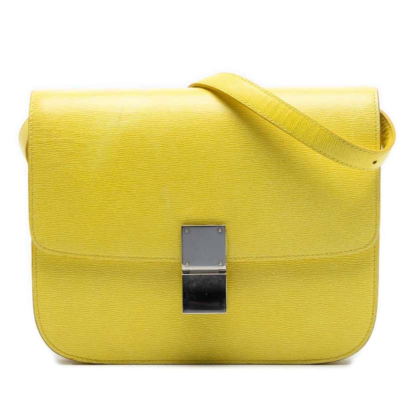 Celine Medium Calfskin Classic Box Yellow Leather Very good condition - Front View