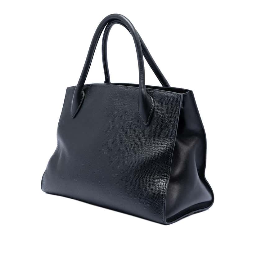 Prada Saffiano Cuir Monochrome Satchel Black Leather Very good condition - Back View