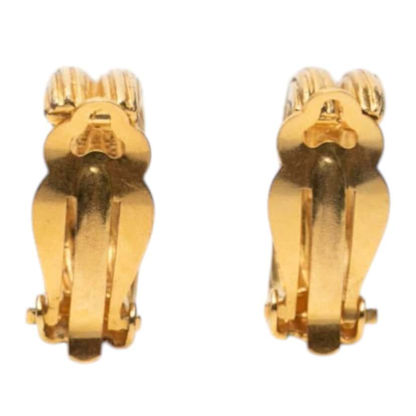 Chanel CC Gold Plated Clip On Earrings Gold Metal Very good condition - Back View