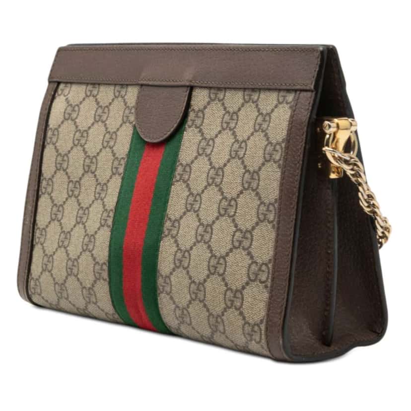 Gucci Small GG Supreme Web Ophidia Chain Crossbody Beige Canvas Very good condition - Back View