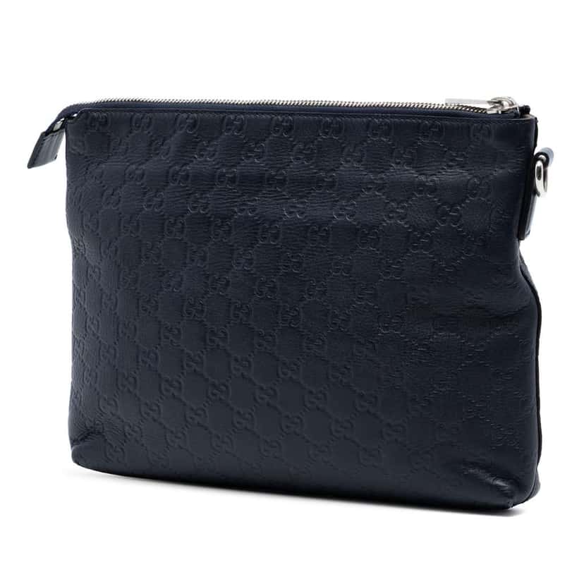 Gucci Guccissima Wristlet Clutch Blue Leather Very good condition - Back View
