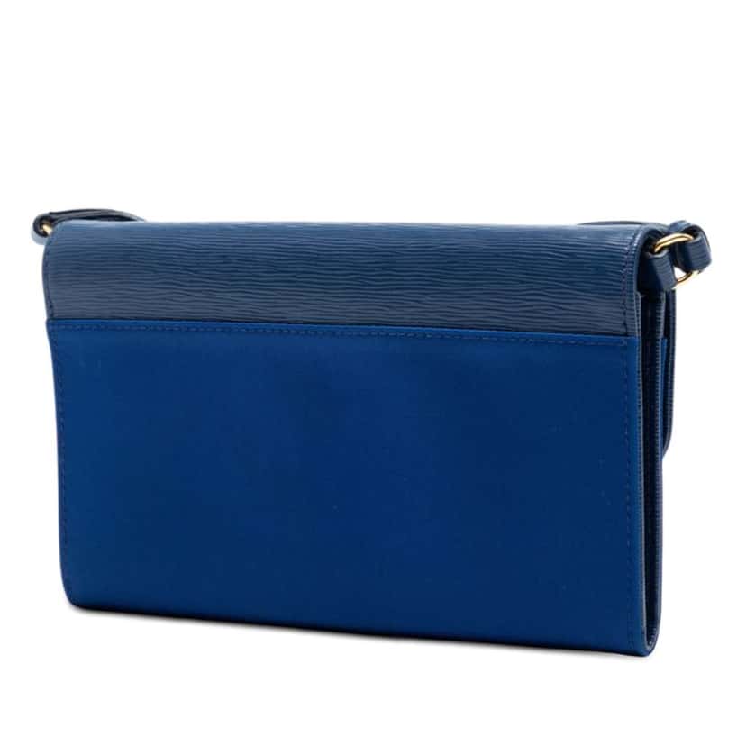 Prada Vitello Move and Tessuto Wallet On Strap Blue Very good condition - Back View