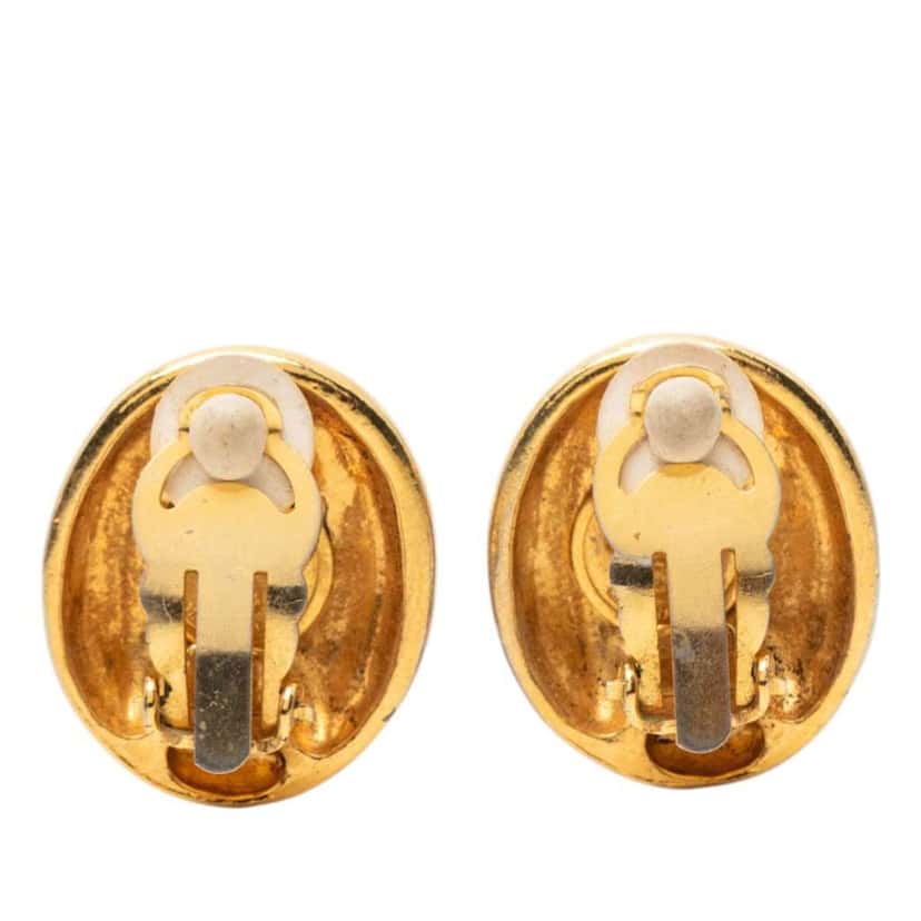 Chanel Gold Plated Mademoiselle Logo Clip On Earrings Gold Metal Very good condition - Back View
