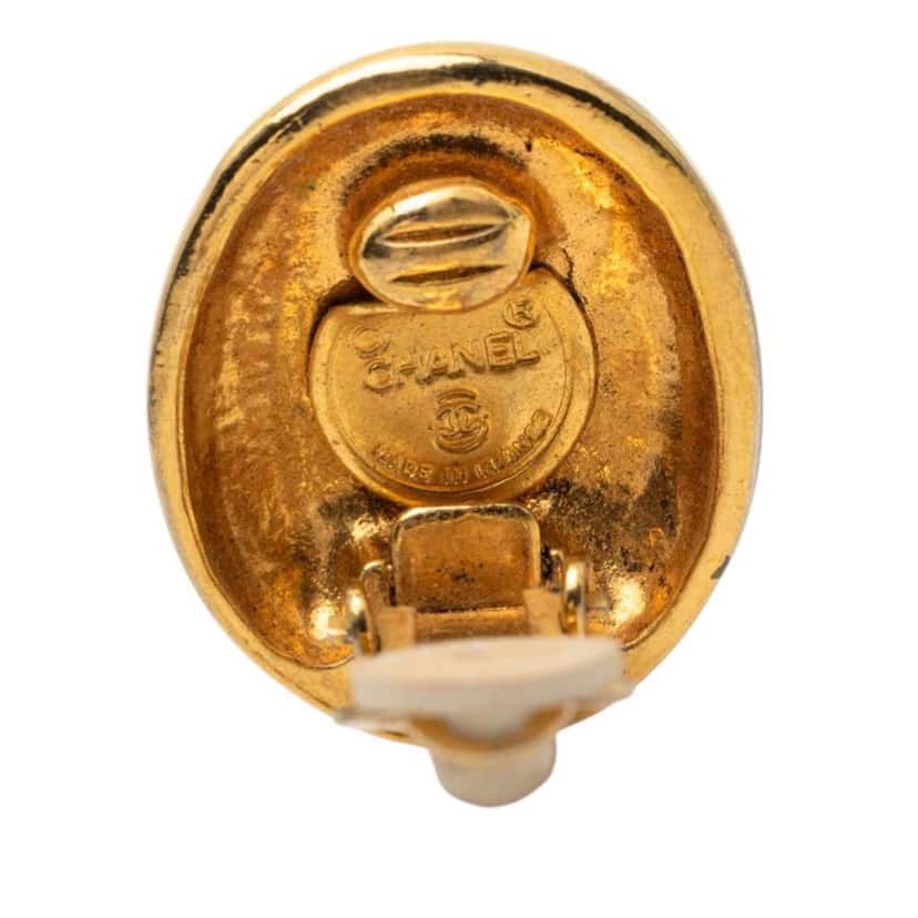 Chanel Gold Plated Mademoiselle Logo Clip On Earrings Gold Metal Very good condition - Inside View