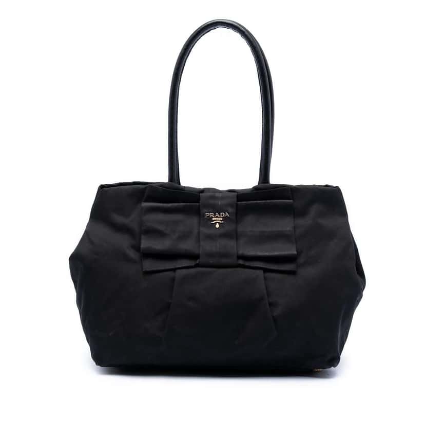 Prada Tessuto Fiocco Bow Handbag Black Very good condition - Front View