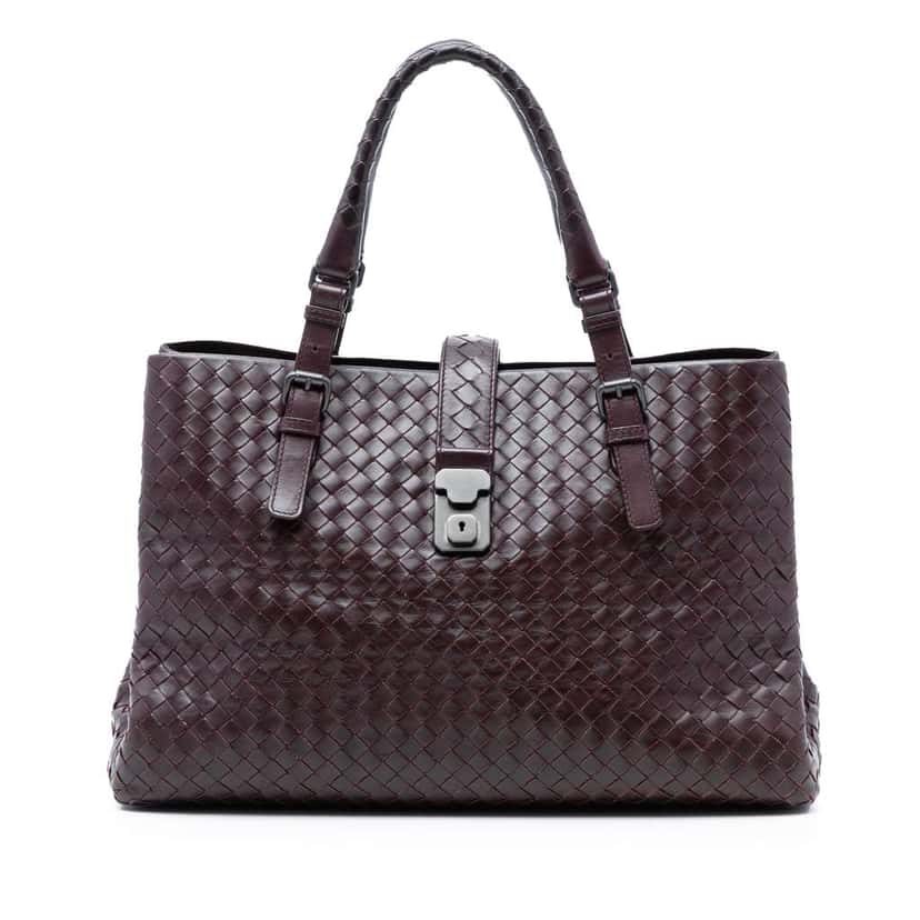 Bottega Veneta Medium Nappa Intrecciato Roma Tote Red Leather Very good condition - Front View