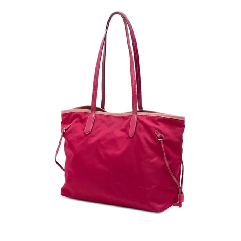 Prada Saffiano Trimmed Tessuto Open Convertible Tote Pink Very good condition - Back View