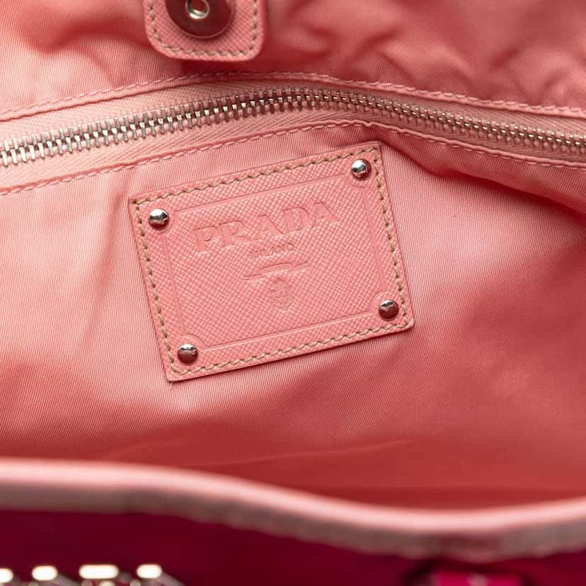 Prada Saffiano Trimmed Tessuto Open Convertible Tote Pink Very good condition - Box View