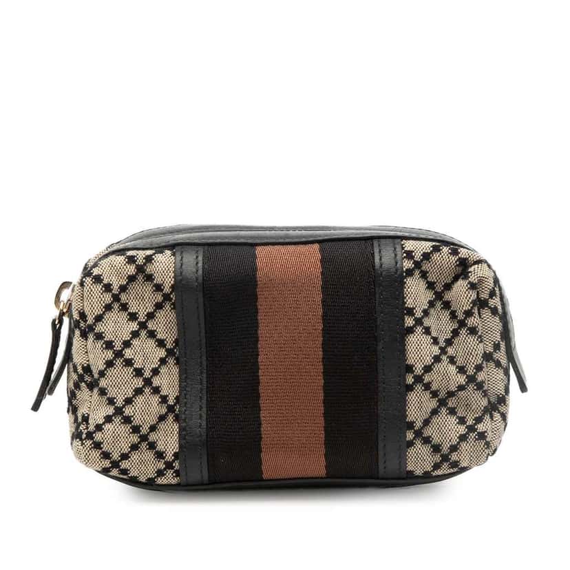 Gucci Diamante Canvas Web Pouch Beige Canvas Very good condition - Front View