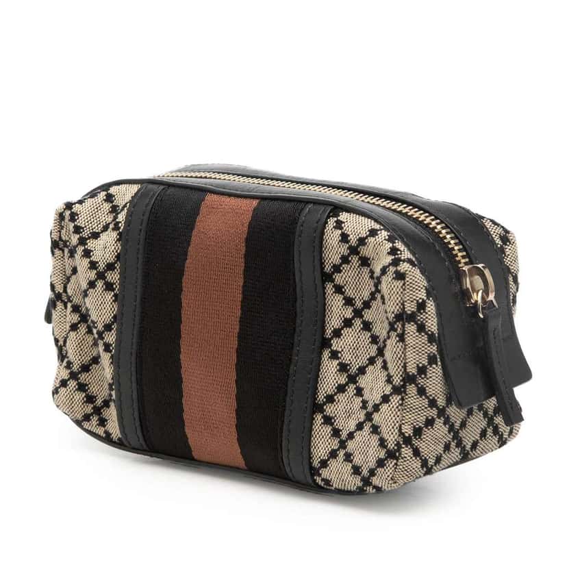 Gucci Diamante Canvas Web Pouch Beige Canvas Very good condition - Back View