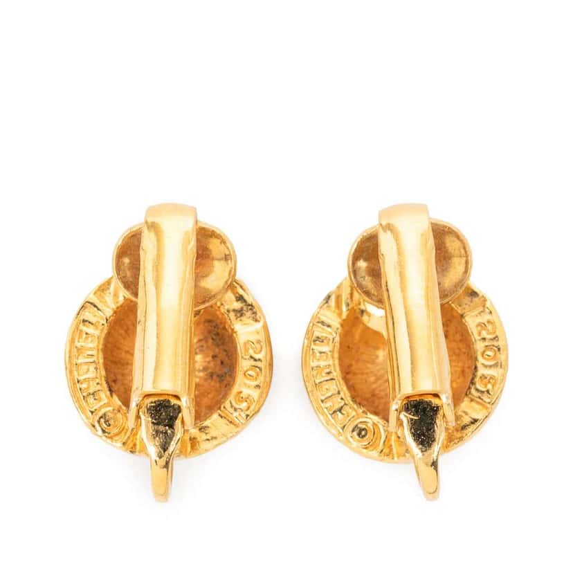 Chanel CC Gold Plated Round Clip On Earrings Gold Metal Very good condition - Back View