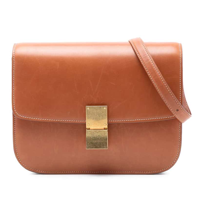 Celine Medium Calfskin Classic Box Brown Leather Very good condition - Front View