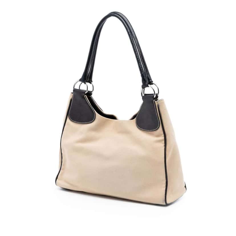 Prada Cinghiale Trimmed Canapa Shoulder Bag Brown Canvas Very good condition - Back View