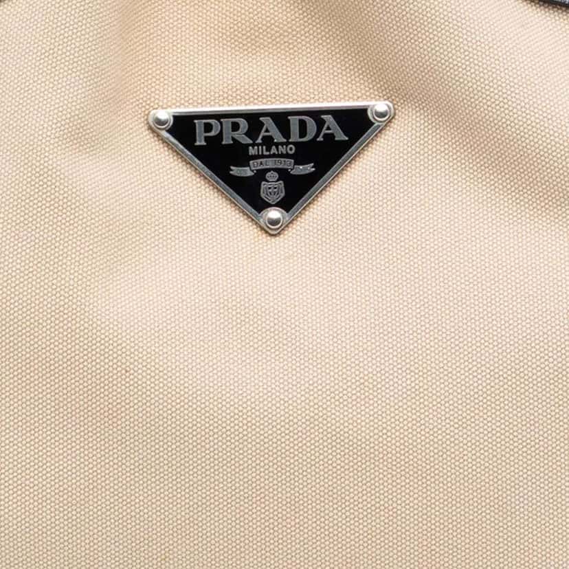 Prada Cinghiale Trimmed Canapa Shoulder Bag Brown Canvas Very good condition - Box View