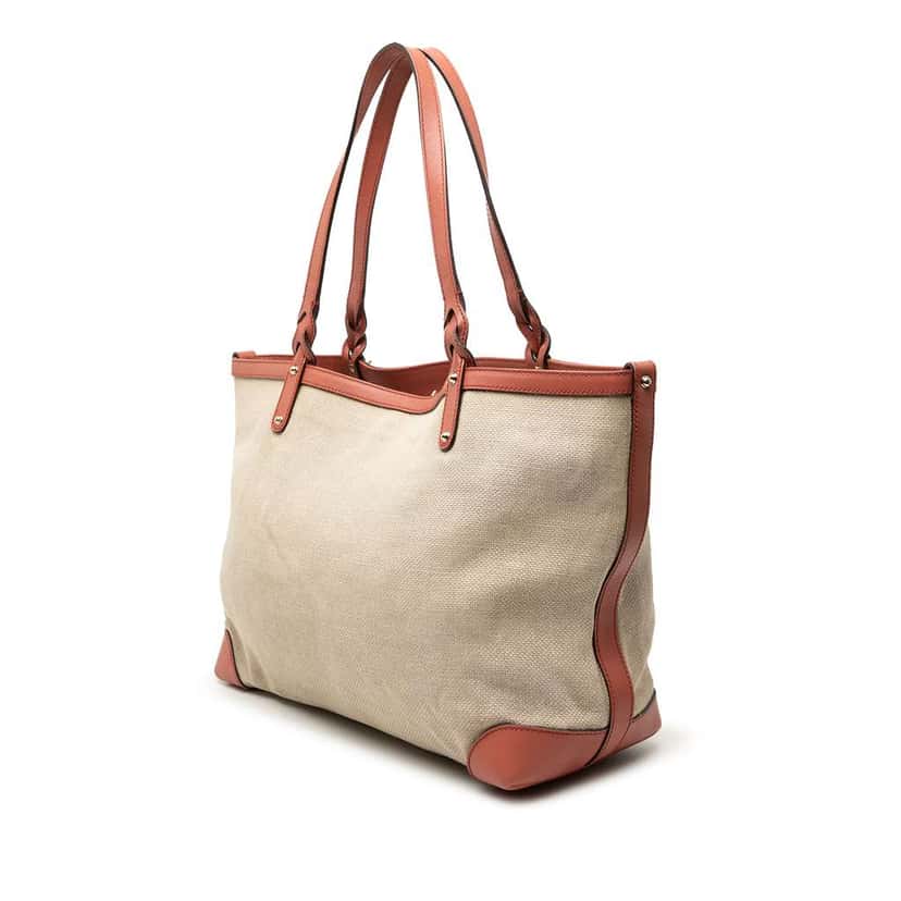 Gucci Medium Canvas Craft Tote Beige Canvas Good condition - Back View