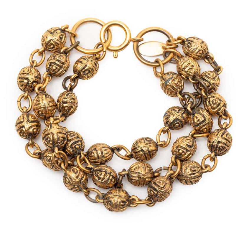 Chanel Gold Plated Beaded Multistrand Bracelet Gold Metal Very good condition - Front View