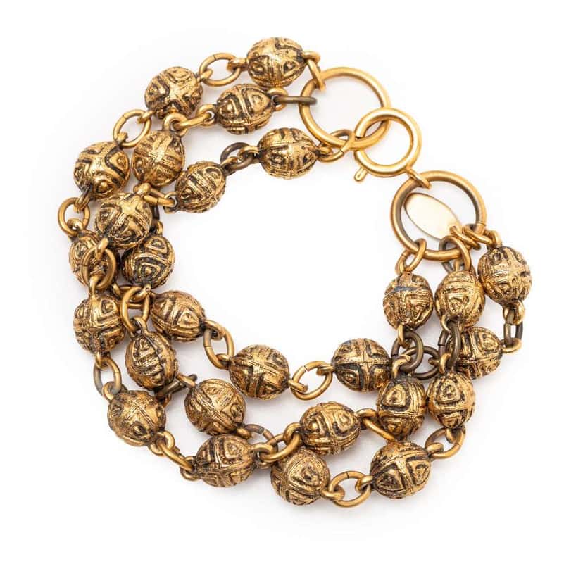 Chanel Gold Plated Beaded Multistrand Bracelet Gold Metal Very good condition - Back View
