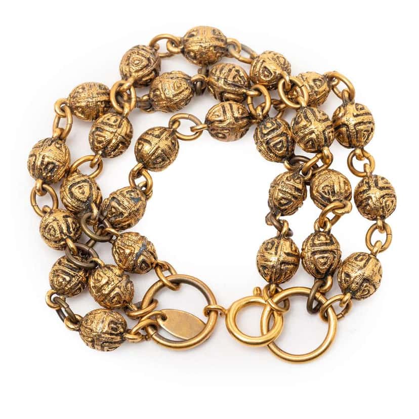 Chanel Gold Plated Beaded Multistrand Bracelet Gold Metal Very good condition - Inside View