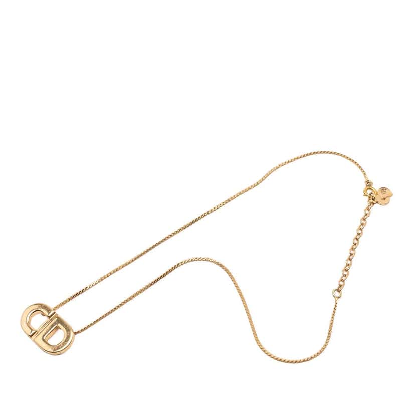 Dior Gold Plated CD Logo Pendant Necklace Gold Metal Very good condition - Front View