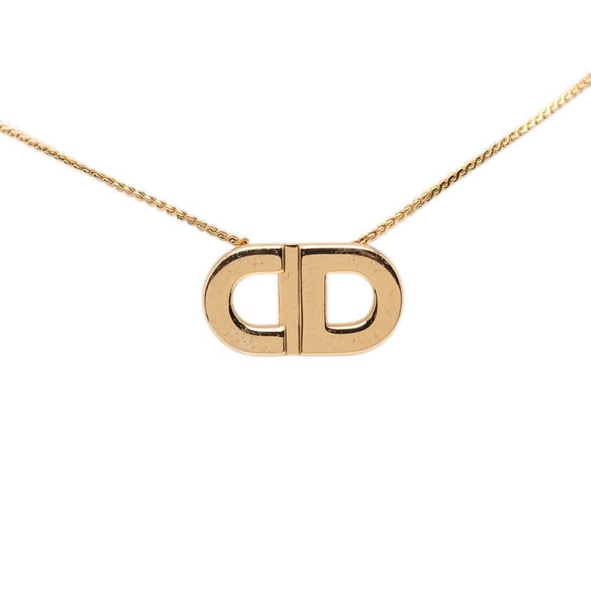 Dior Gold Plated CD Logo Pendant Necklace Gold Metal Very good condition - Back View