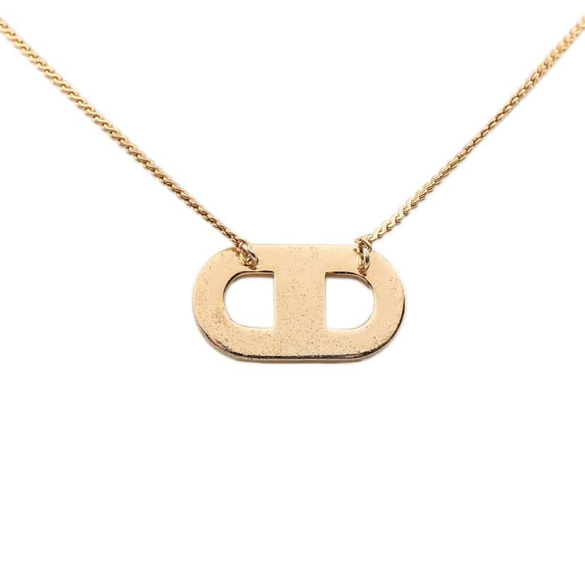 Dior Gold Plated CD Logo Pendant Necklace Gold Metal Very good condition - Inside View