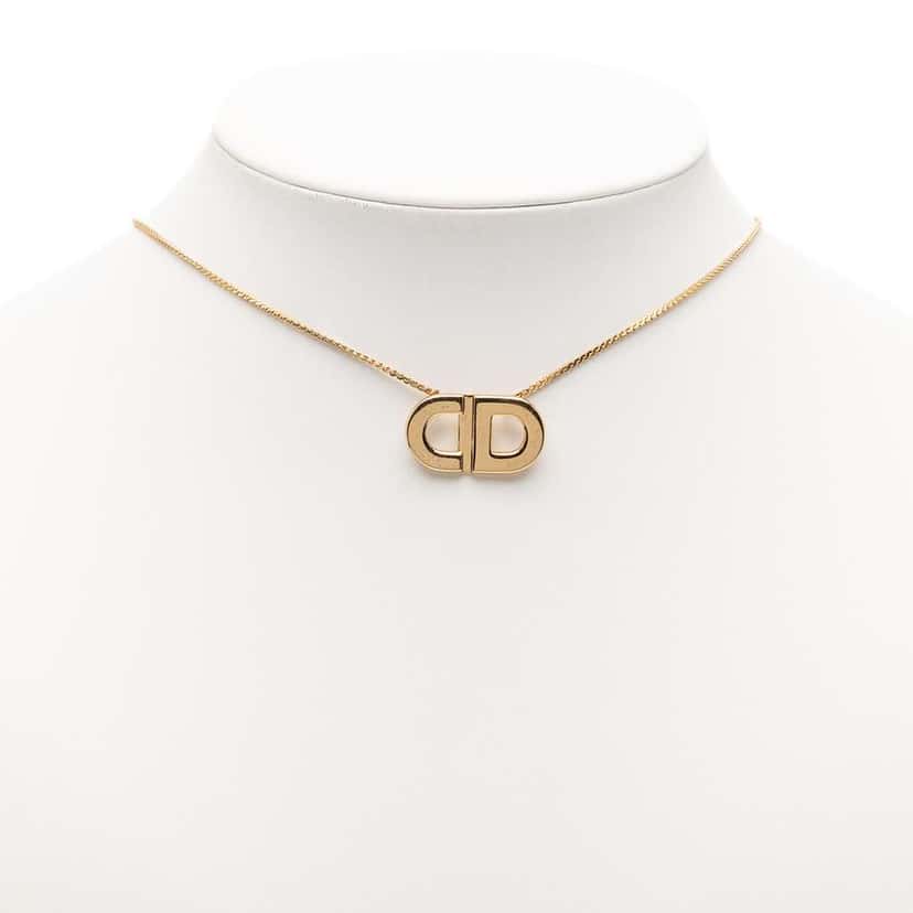 Dior Gold Plated CD Logo Pendant Necklace Gold Metal Very good condition - Box View