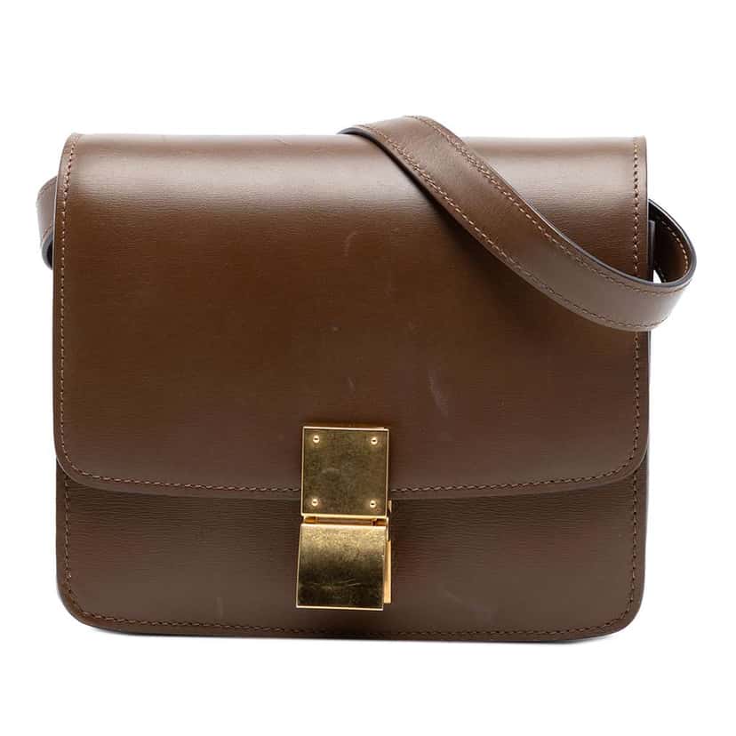 Celine Small Calfskin Classic Box Brown Leather Very good condition - Front View