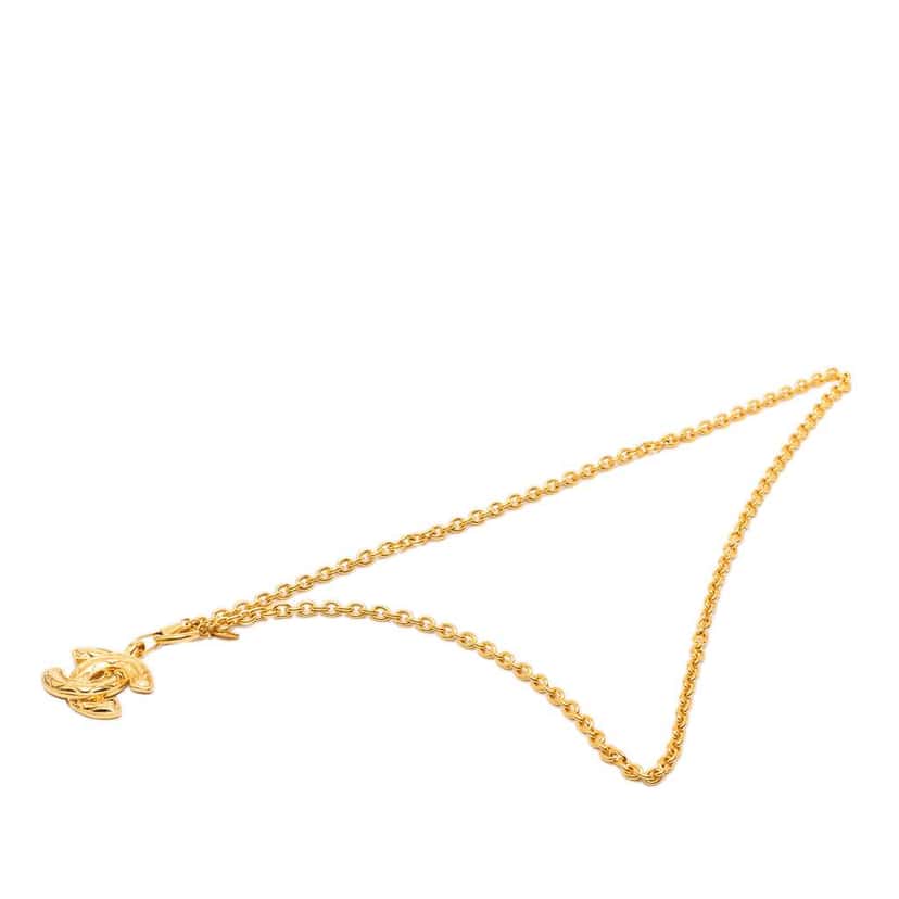 Chanel CC Gold Plated Quilted Pendant Necklace Gold Metal Very good condition - Inside View