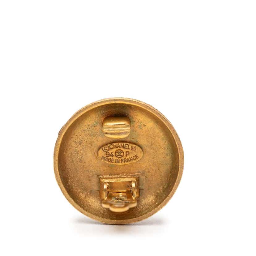 Chanel Gold Plated CC Round Clip On Earrings Gold Metal Very good condition - Inside View