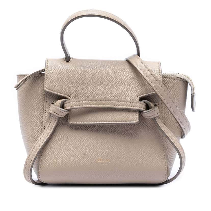 Celine Pico Grained Calfskin Belt Bag Brown Leather Very good condition - Front View