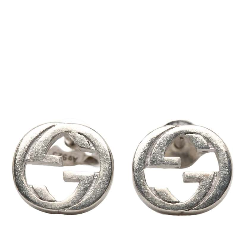 Gucci Sterling Silver Interlocking G Push Back Earrings Silver Silver Very good condition - Front View