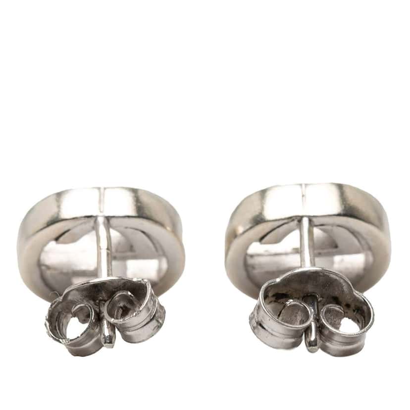 Gucci Sterling Silver Interlocking G Push Back Earrings Silver Silver Very good condition - Back View