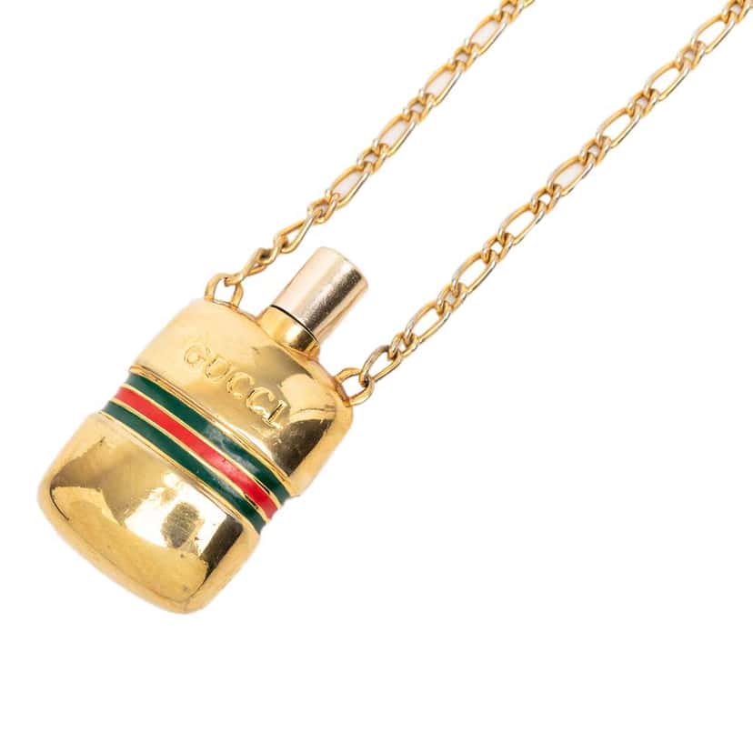 Gucci Gold Plated Perfume Bottle Pendant Necklace Gold Metal Very good condition - Model View