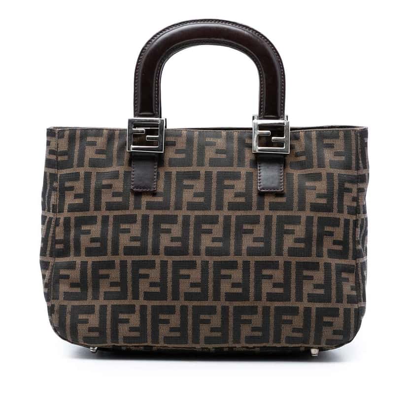 Fendi Small Zucca Canvas Twins Tote Brown Canvas Very good condition - Front View