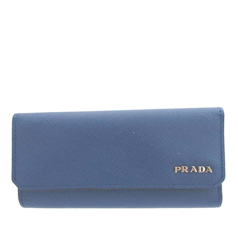 Prada Saffiano Key Holder Blue Leather Very good condition - Front View