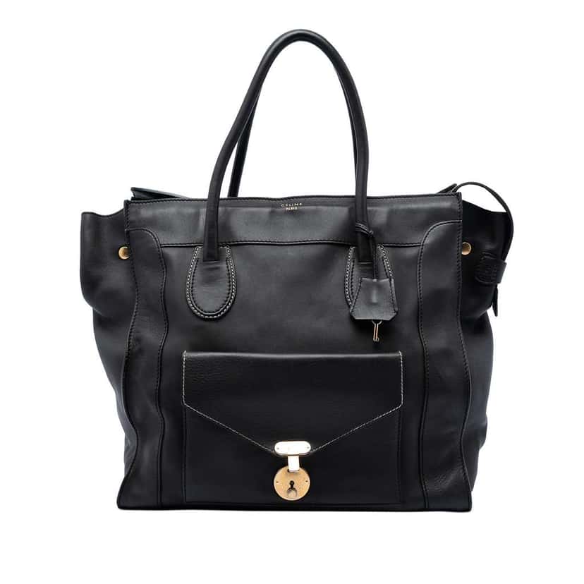 Celine Leather Envelope Luggage Tote Black Leather Very good condition - Front View