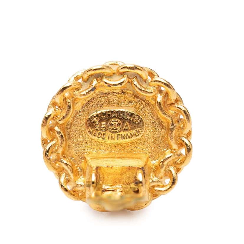 Chanel CC Gold Plated Round Clip On Earrings Gold Metal Very good condition - Inside View
