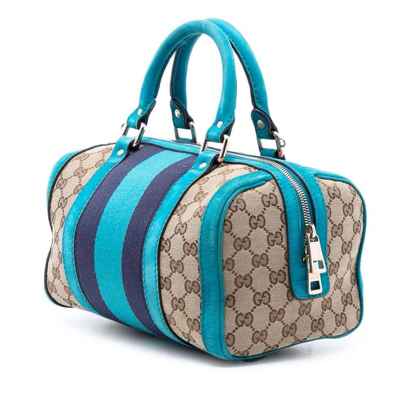 Gucci Small GG Canvas Web Joy Boston Bag Beige Very good condition - Back View