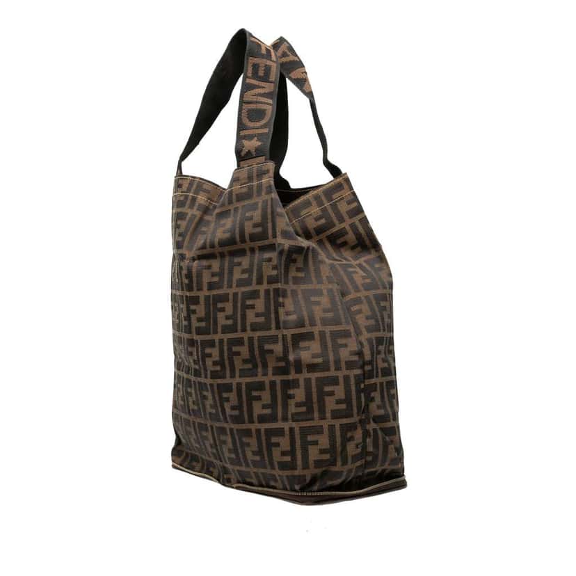 Fendi Zucca Canvas and Nylon Foldable Tote Brown Canvas Very good condition - Back View
