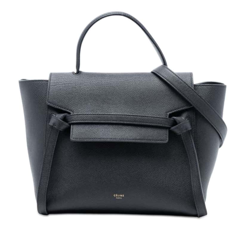 Celine Micro Grained Calfskin Belt Bag Black Leather Very good condition - Front View