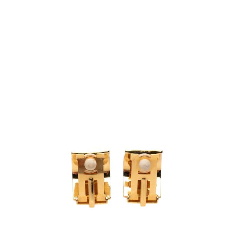 Hermès Gold Plated Enamel Cloisonne Clip On Earrings Gold Metal Very good condition - Back View